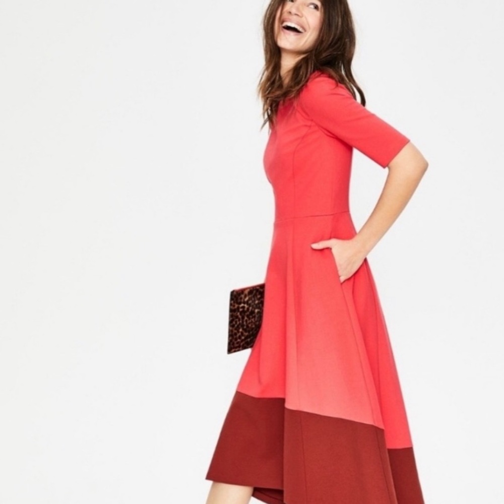 Boden Wren Ponte Midi Dress w/Color Block Hem NWT